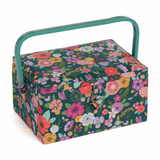 Teal Floral Garden Sewing Box - Medium