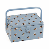 Blue Bees Rectangle Sewing Box - Medium