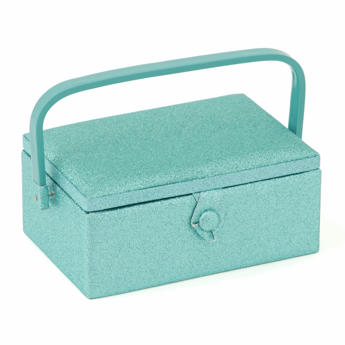 Aqua Glitter Sewing Box - Small