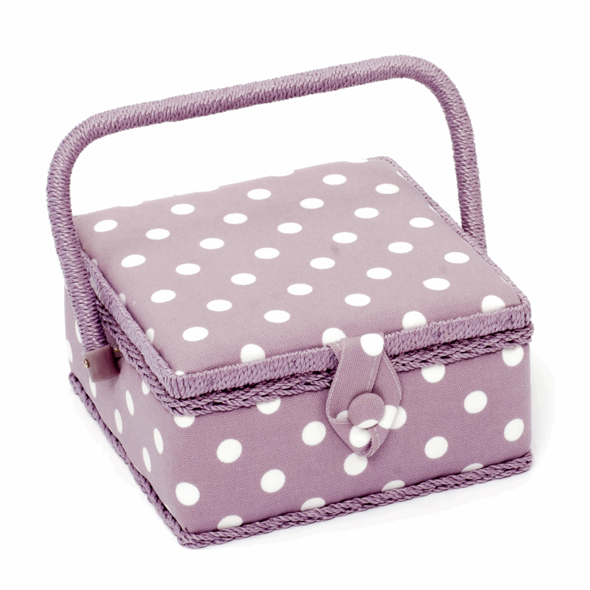 Mauve Spot Sewing Box - Small Square