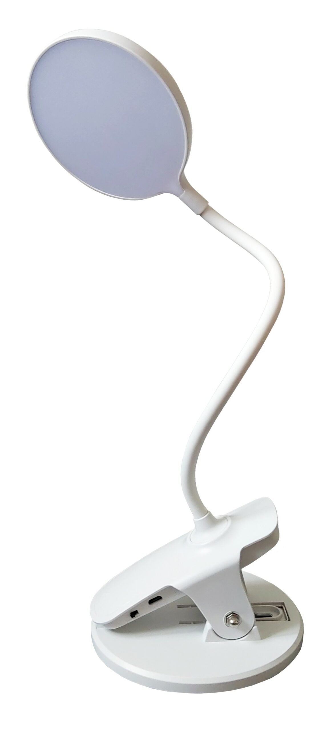 Native Lighting - White Clip On Mini Light (Flexible Gooseneck with 3 colour temperatures and 3 step dimmer technology)