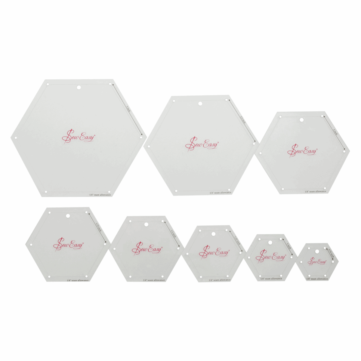 Sew Easy Mini Hexagons Template Set - 8 Assorted Sizes