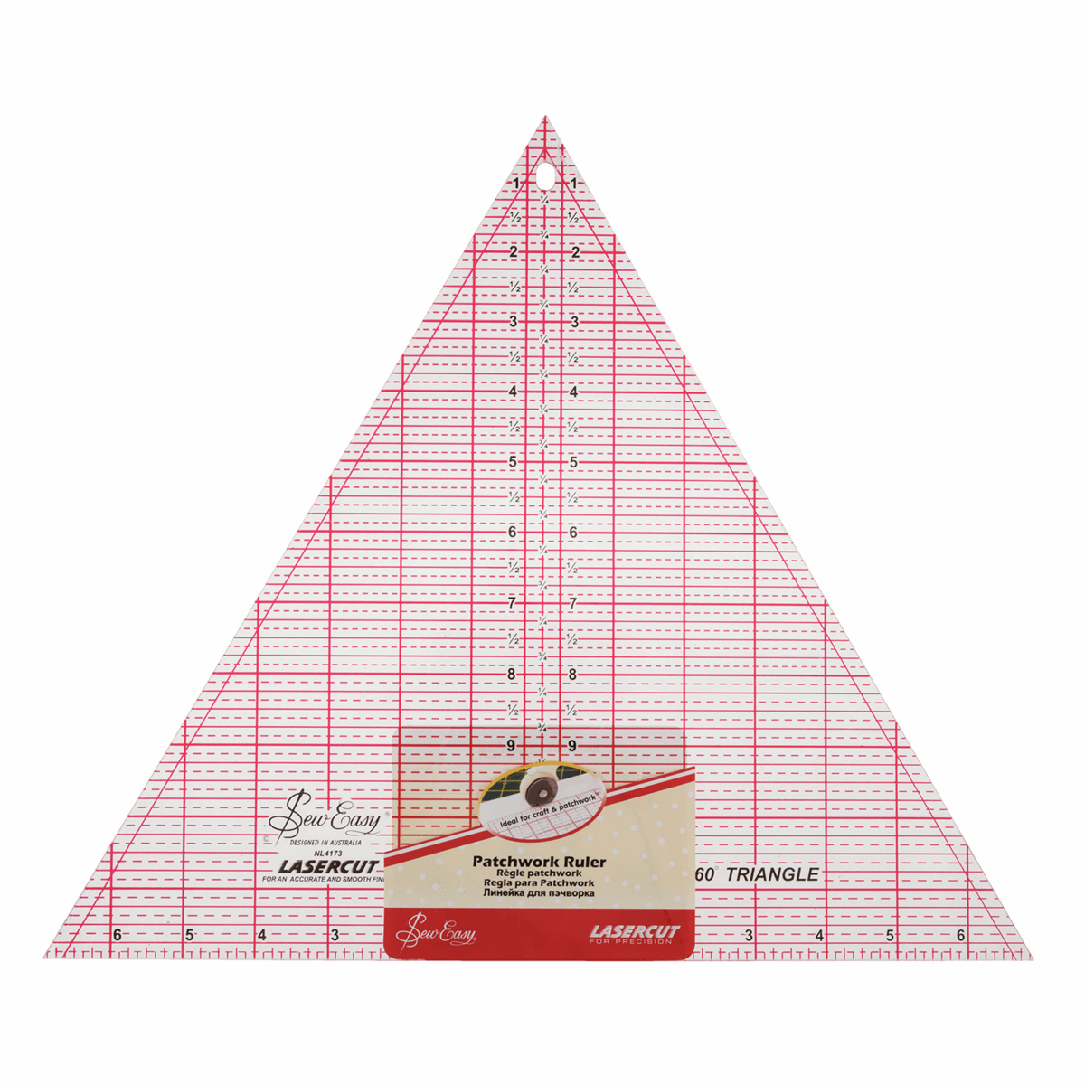 Sew Easy Quilting 60 Degree Triangle Ruler - 12 x 13.8 Inches