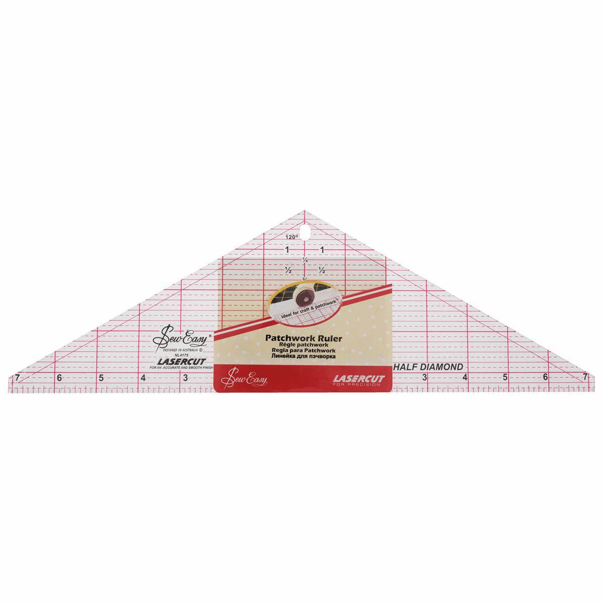 Sew Easy Quilting Half Diamoned Ruler - 14.5 x 4.5 Inches