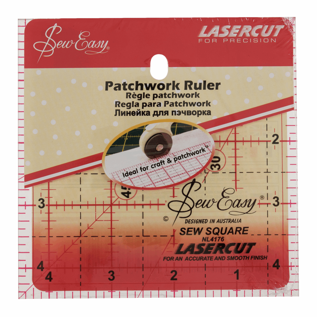 Sew Easy Square Quilting Ruler - 4.5 x 4.5in
