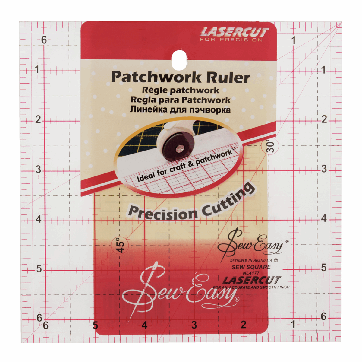 Sew Easy Square Quilting Ruler - 6.5 x 6.5in