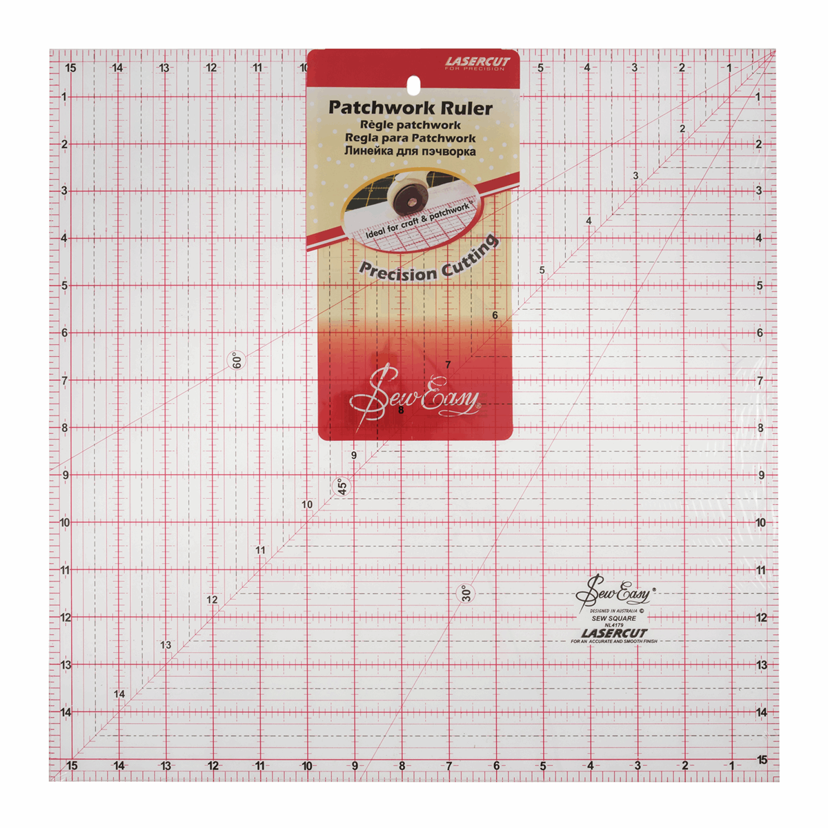 Sew Easy Square Quilting Ruler - 15.5 x 15.5in