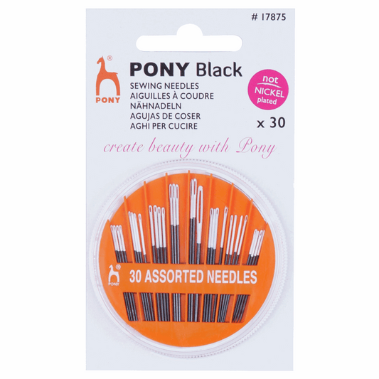 Pony Assorted Hand Sewing Needles: Black with White Eye