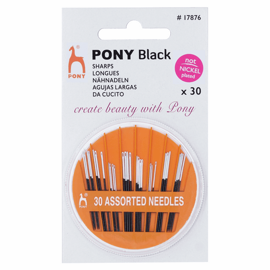 Pony Hand Sewing Needles - Assorted Black with White Eye
