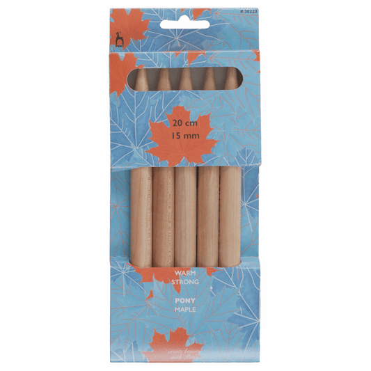 PONY Maple Double-Ended Knitting Pins - 20cm x 15mm (Set of 5)