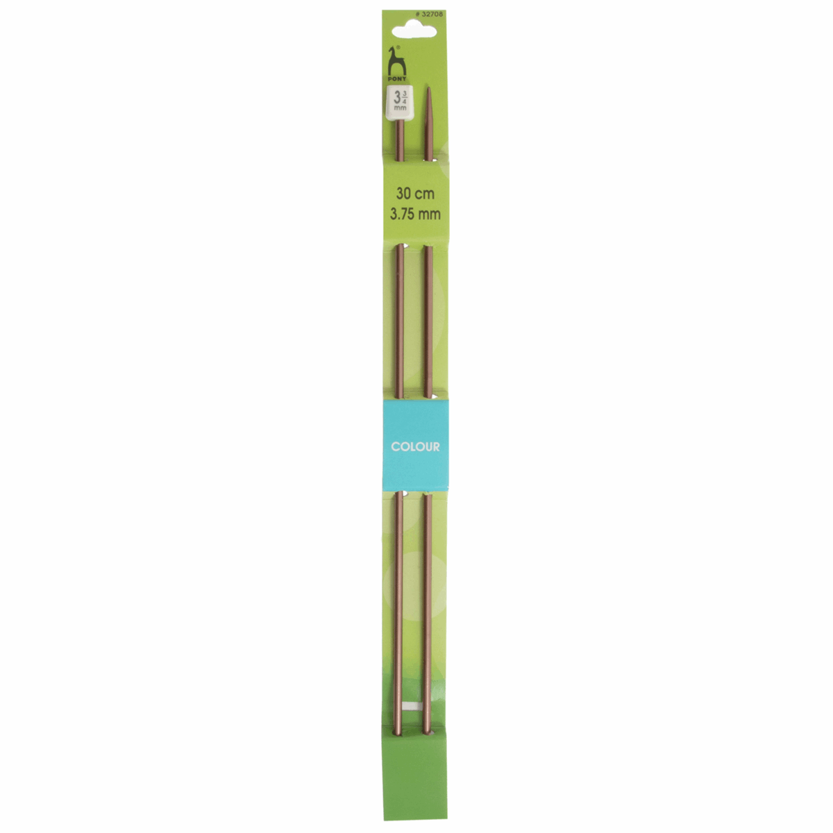 PONY Colour Single-Ended Aluminium Knitting Pins - 30cm x 3.75mm