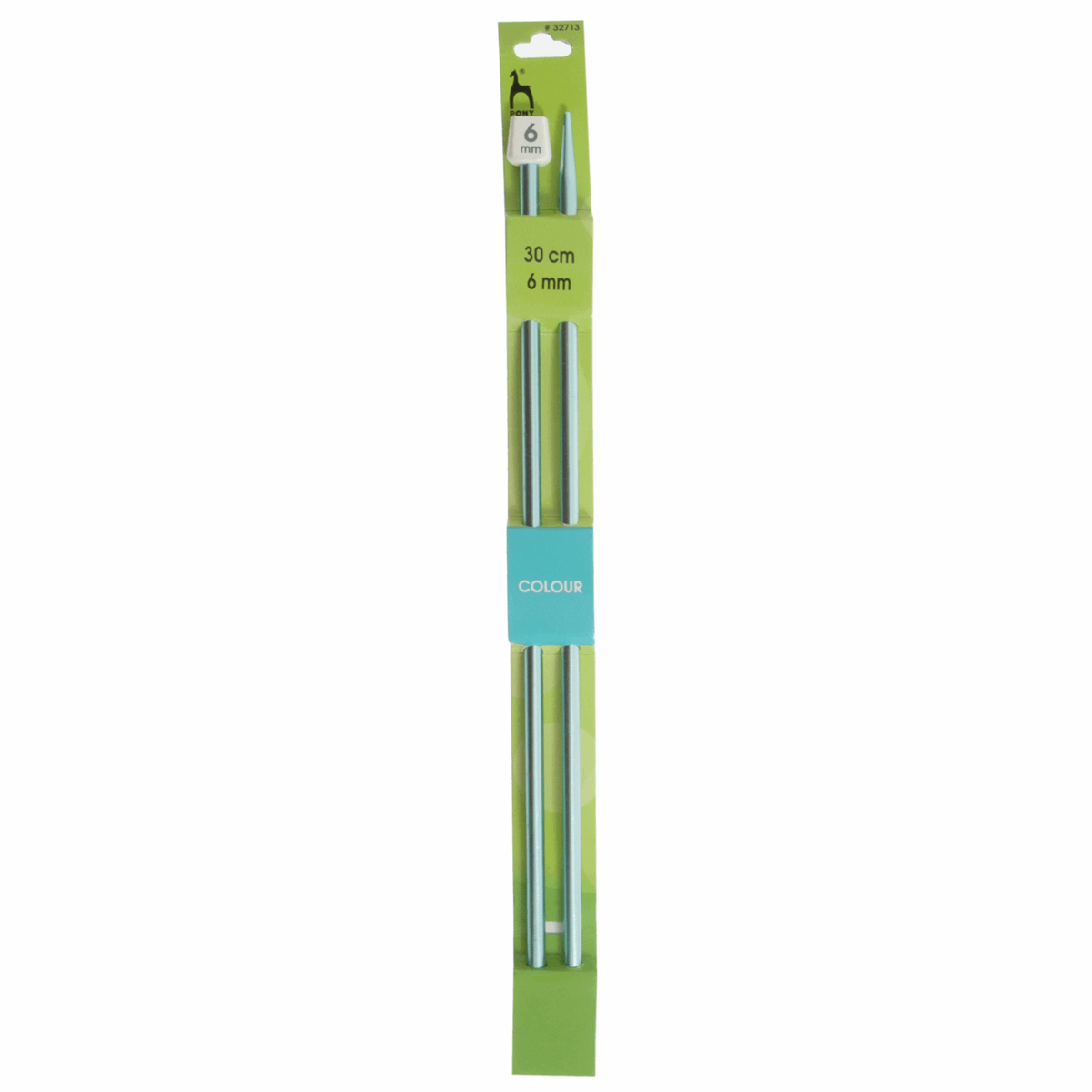 PONY Colour Single-Ended Aluminium Knitting Pins - 30cm x 6mm