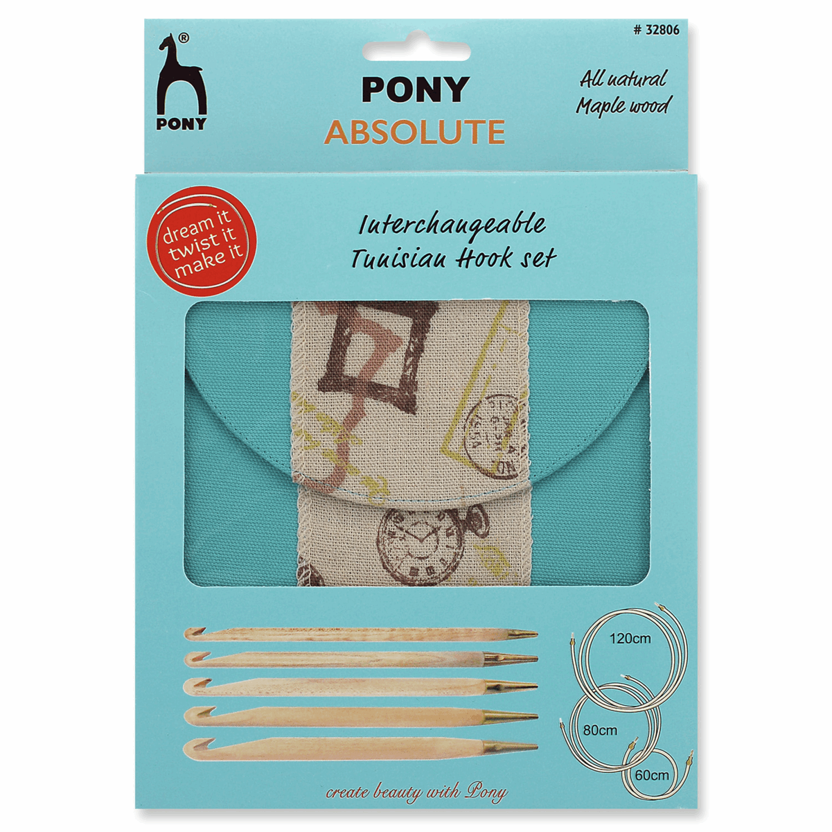 PONY Crochet Hook Set - Absolute, Blue Ribbon Maple 15cm