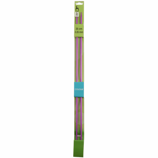 PONY Colour Single-Ended Aluminium Knitting Pins - 35cm x 3.25mm