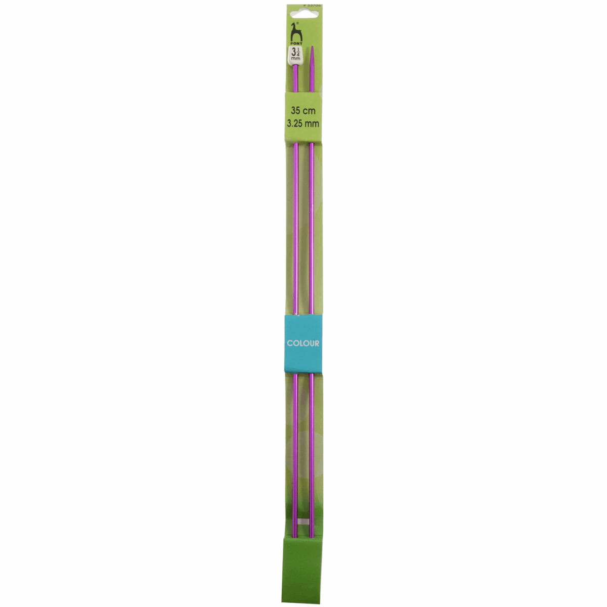 PONY Colour Single-Ended Aluminium Knitting Pins - 35cm x 3.25mm