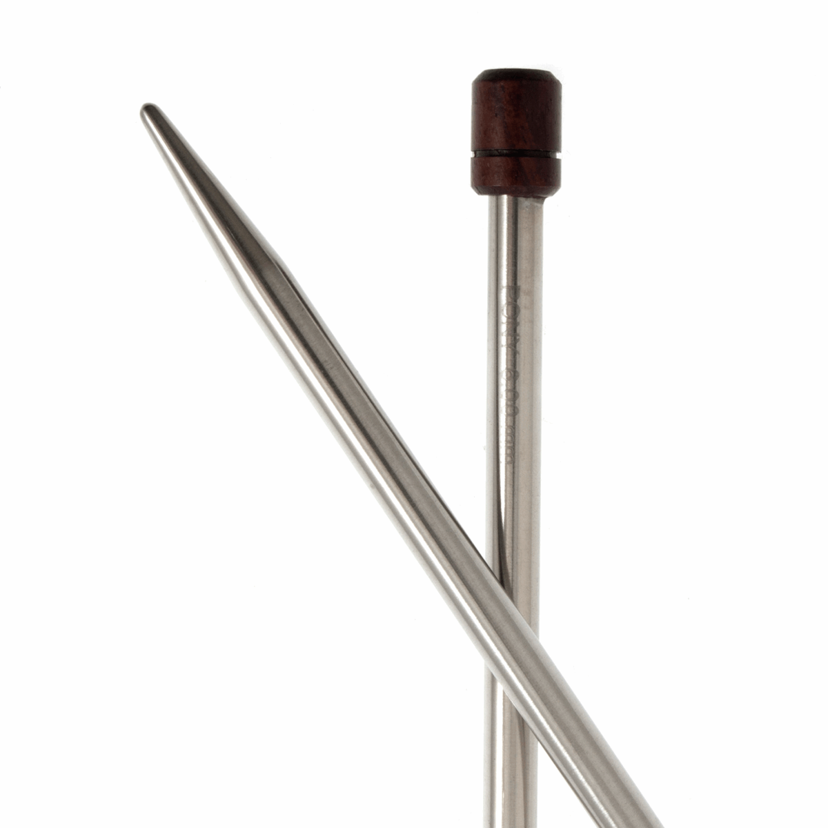 PONY 'Elan' Single-Ended Stainless Steel Knitting Pins with Rosewood Knob - 35cm x 6.00mm