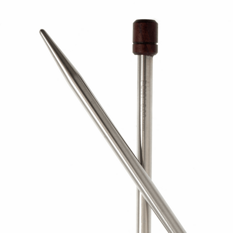 PONY 'Elan' Single-Ended Stainless Steel Knitting Pins with Rosewood Knob - 35cm x 6.00mm