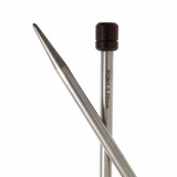 PONY 'Elan' Single-Ended Stainless Steel Knitting Pins with Rosewood Knob - 35cm x 6.50mm