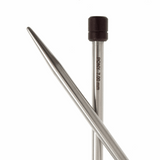 PONY 'Elan' Single-Ended Stainless Steel Knitting Pins with Rosewood Knob - 35cm x 7.00mm