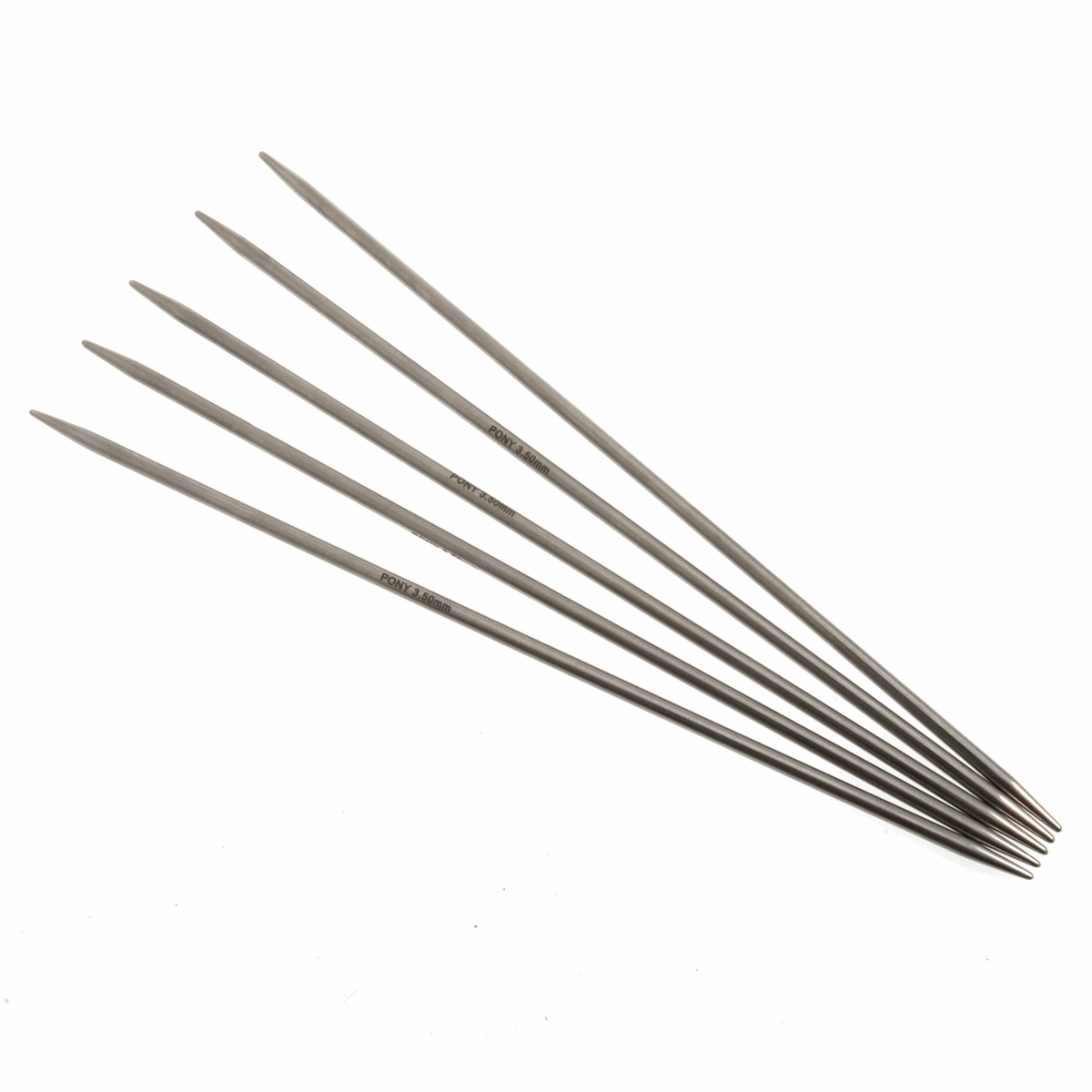 PONY 'Elan' Double-Ended Stainless Steel Knitting Pins - 20cm x 3.50mm (Set of 5)