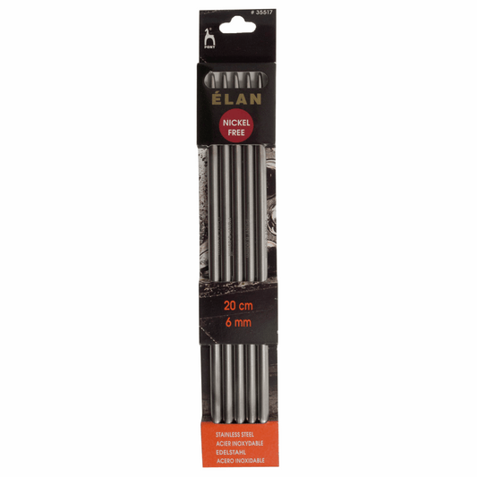 PONY 'Elan' Double-Ended Stainless Steel Knitting Pins (Set of 5) - 20cm x 6.00mm