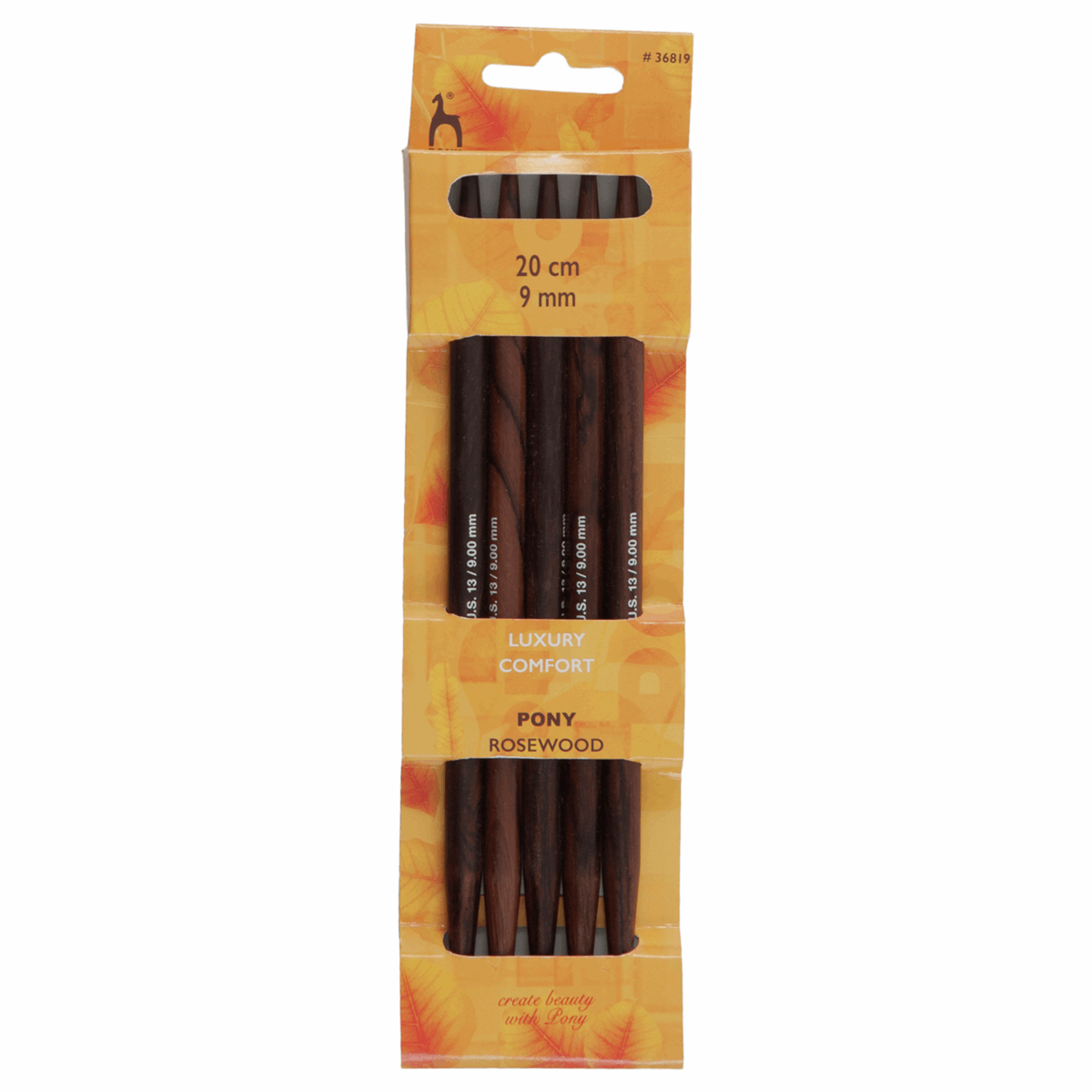 PONY 'Rosewood' Double-Ended Knitting Pins - 20cm x 9.00mm (Set of 5)