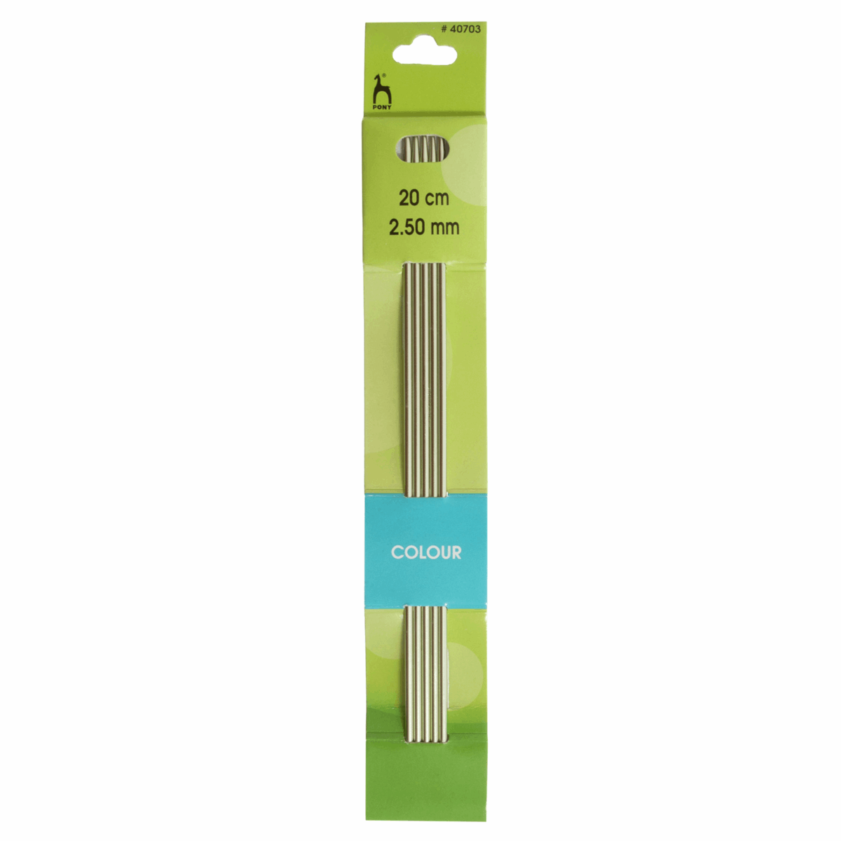 PONY Double-Ended Coloured Aluminium Knitting Pins - 20cm x 2.50mm (Set of 5)