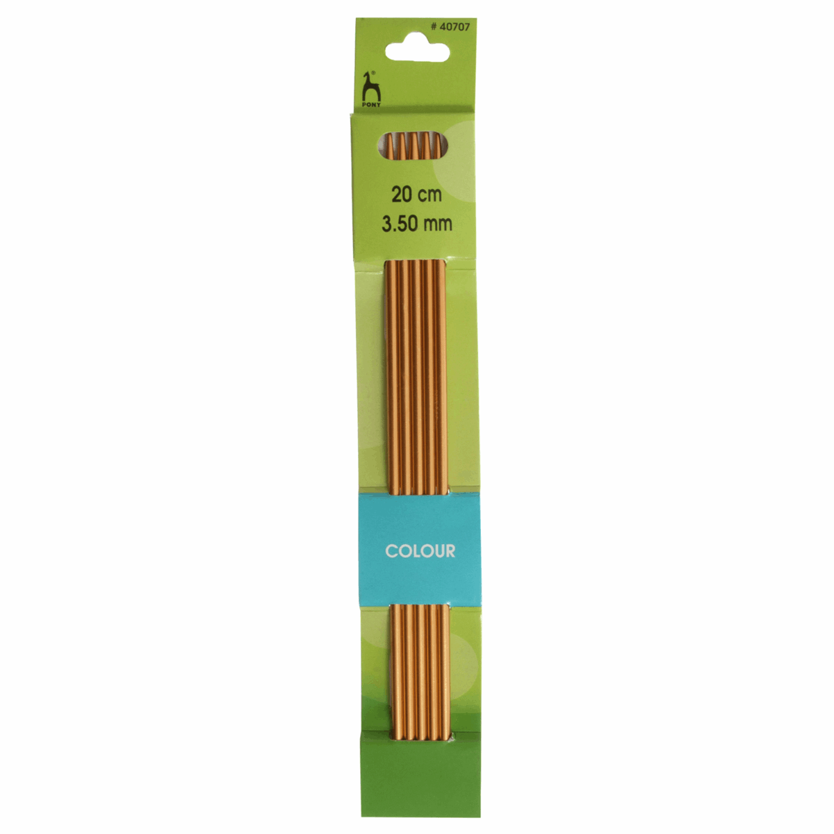 PONY Double-Ended Coloured Aluminium Knitting Pins - 20cm x 3.50mm (Set of 5)