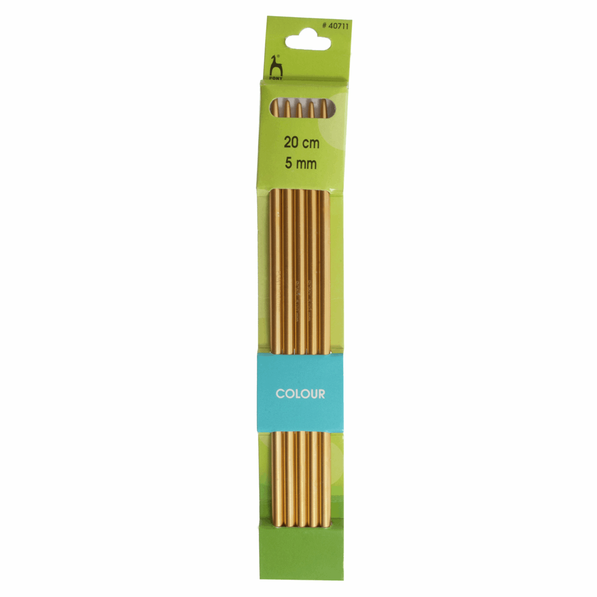 PONY Double-Ended Aluminium Knitting Pins - 20cm x 5mm (Set of 5)