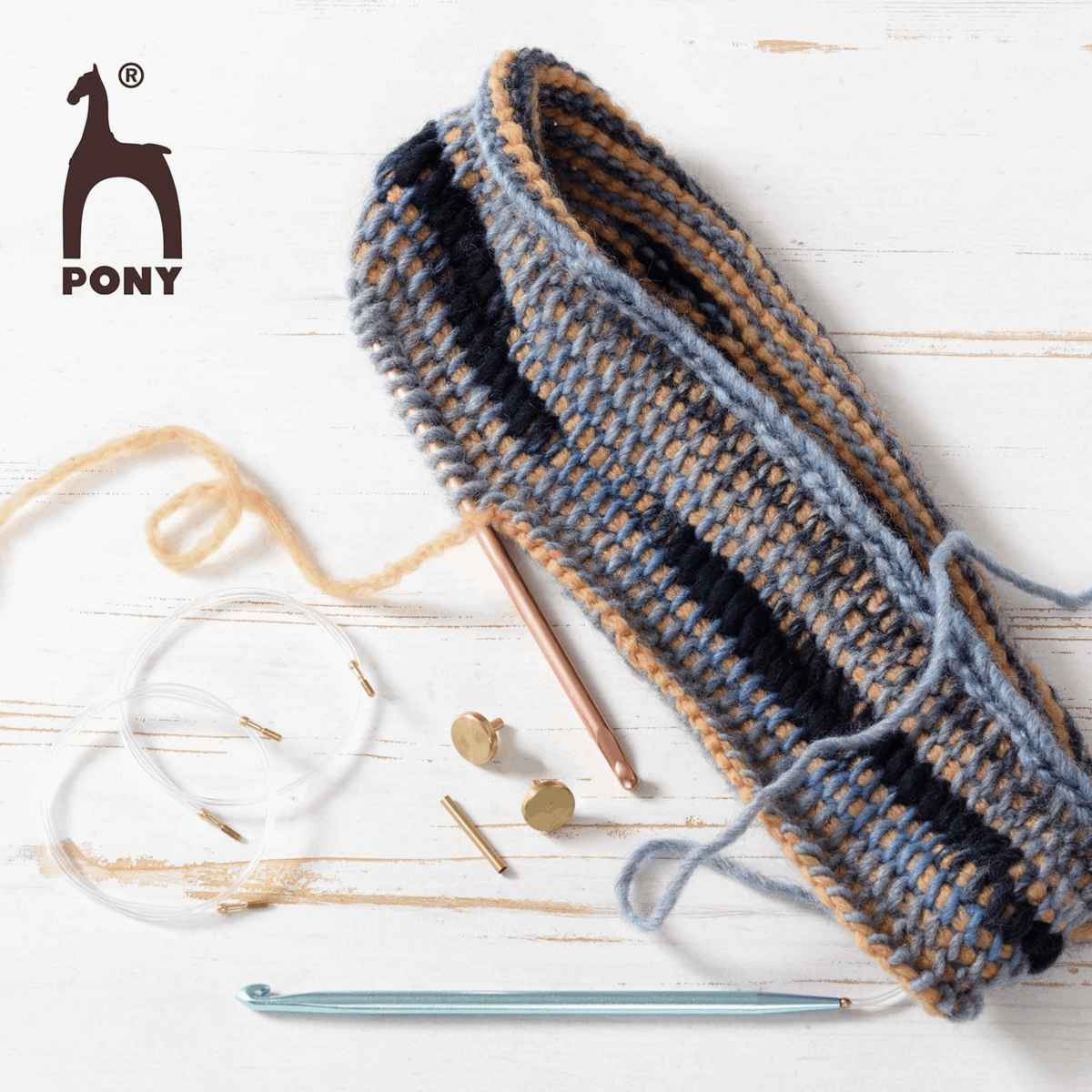 PONY Chroma Crochet Hook Set: Yellow Cycle Design 15cm x 3-6mm