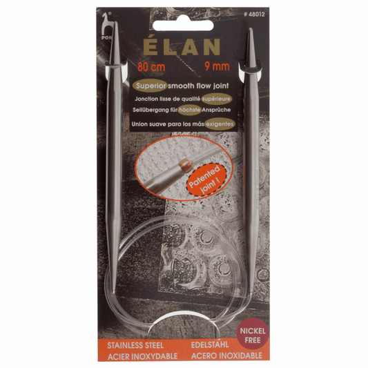 PONY 'Elan' Circular Fixed Stainless Steel Knitting Pins - 80cm x 9.00mm