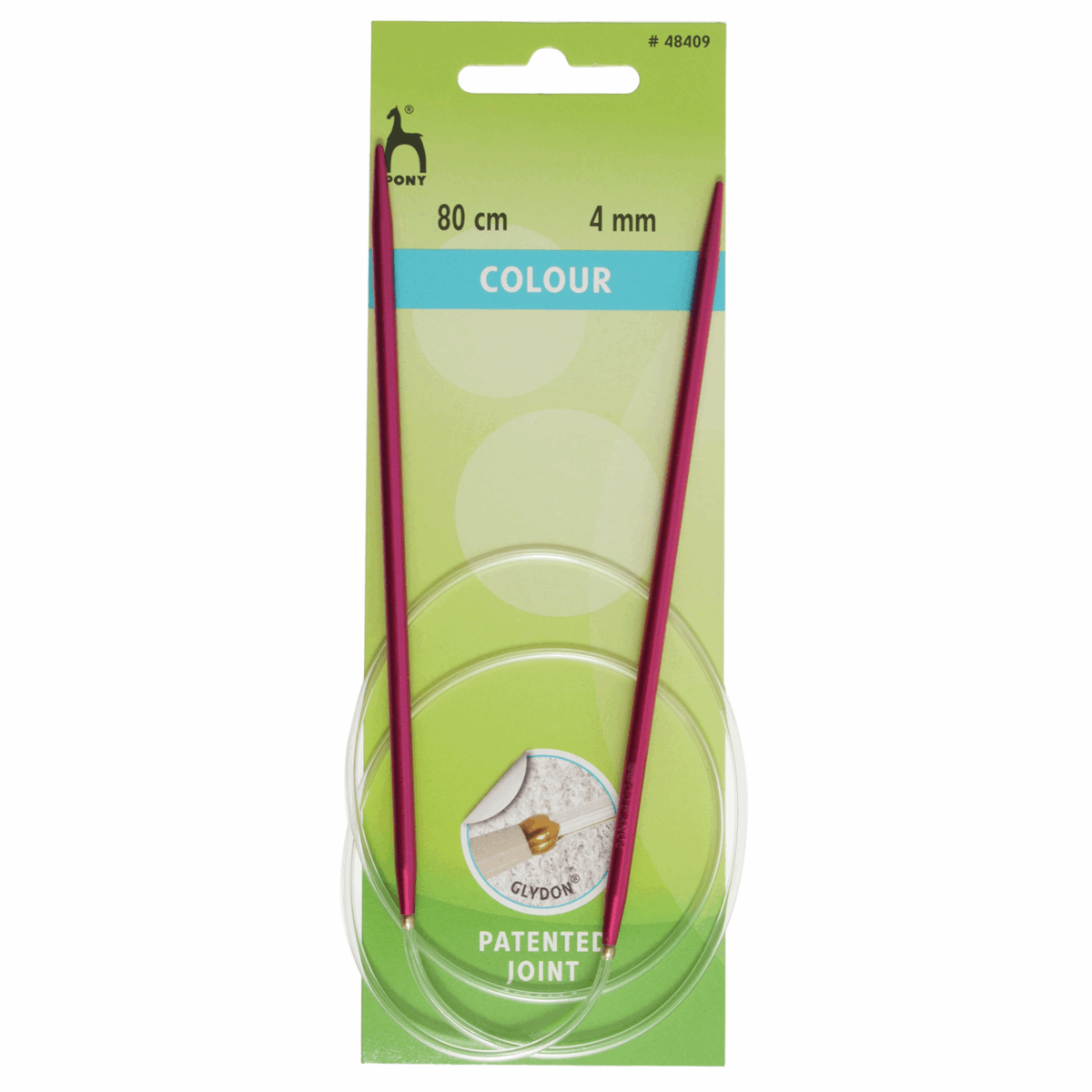 PONY Colour Circular Fixed Aluminium Knitting Pins - 80cm x 4.00mm