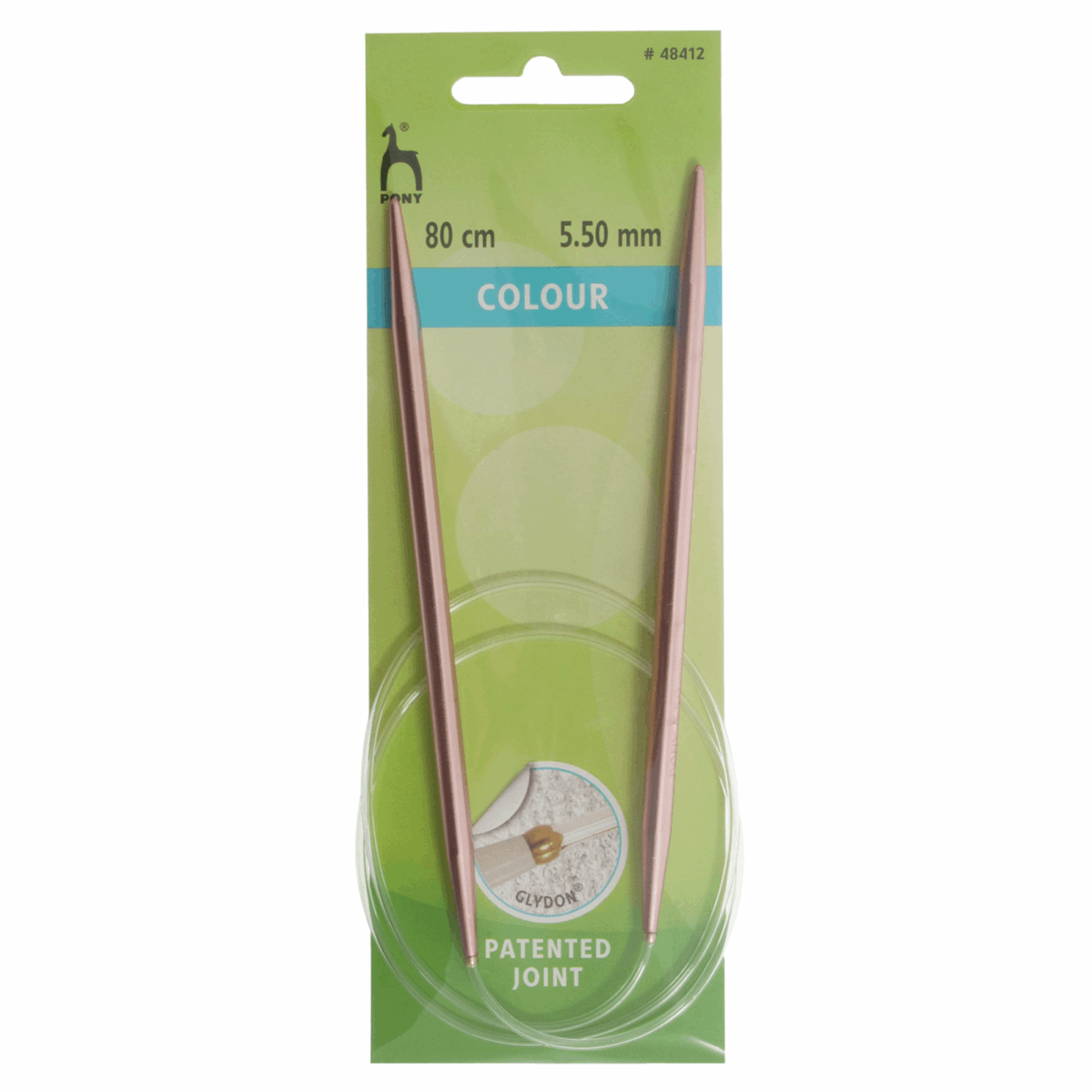 PONY Colour Circular Fixed Aluminium Knitting Pins - 80cm x 5.50mm