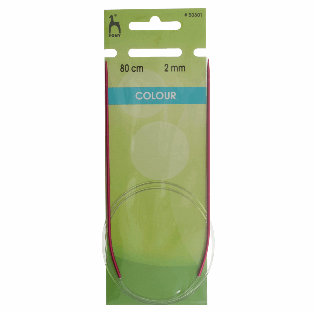 PONY Colour Circular Fixed Aluminium Knitting Pins - 80cm x 2.00mm