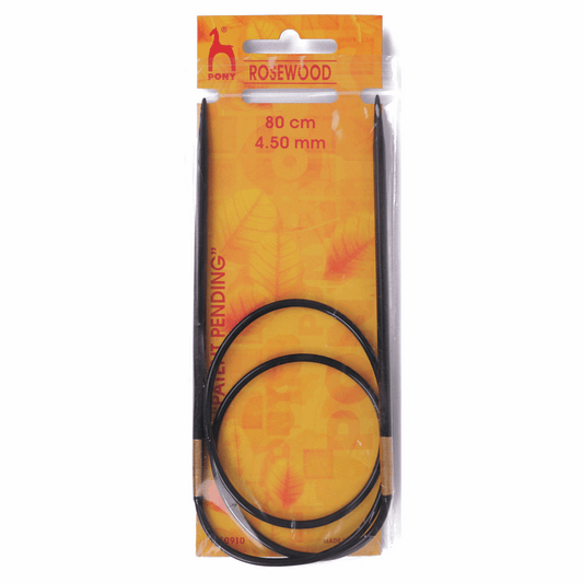 PONY Circular Fixed Rosewood Knitting Pins - 80cm x 4.50mm