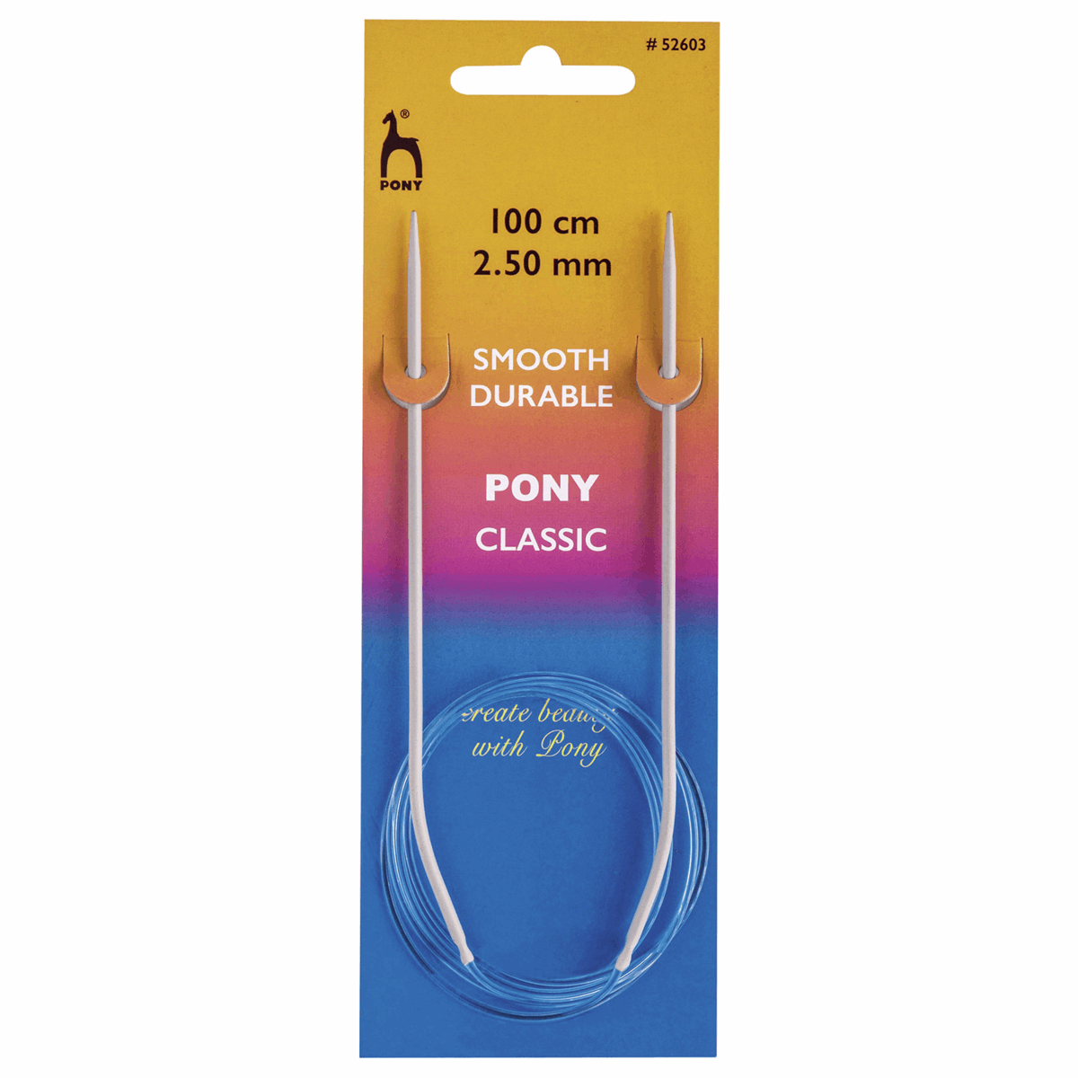 PONY Classic Circular Fixed Knitting Pins - 100cm x 2.50mm