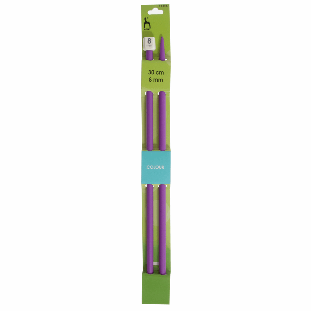 PONY Single-Ended Coloured Plastic Knitting Pins - 30cm x 8mm