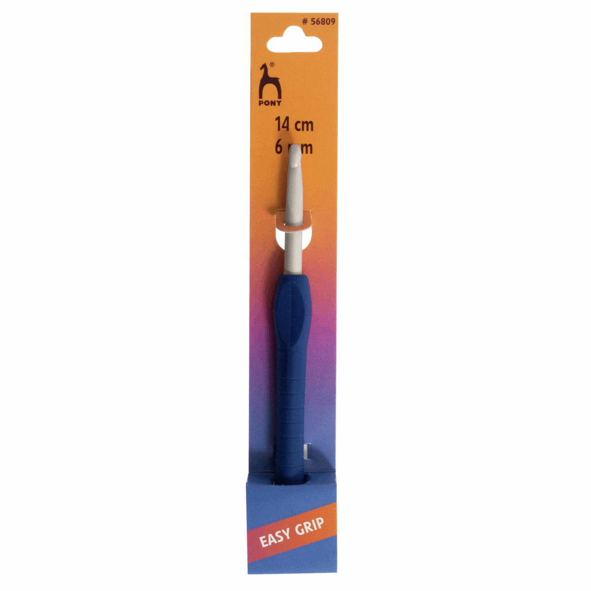 PONY Plastic Easy Grip Crochet Hook with Flat Finger - 14cm x 6mm