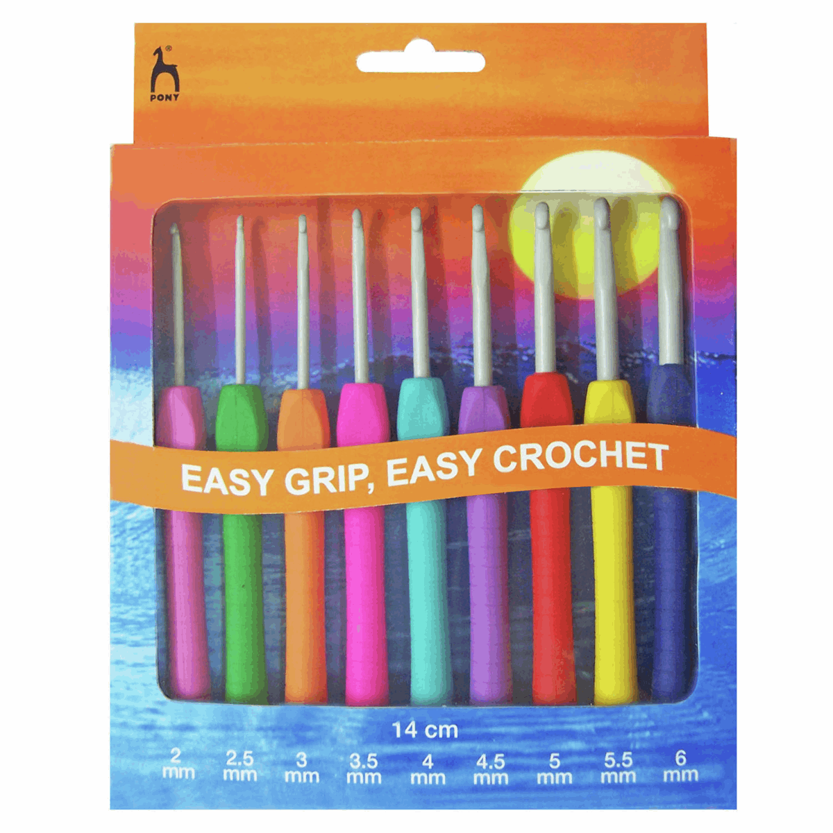 PONY Easy Grip Crochet Hook Set - Sizes 2mm-6mm