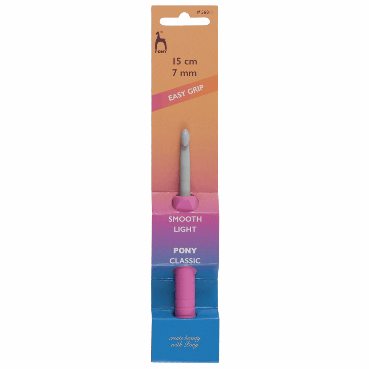 PONY Plastic Easy Grip Crochet Hook with Flat Finger - 15cm x 7mm