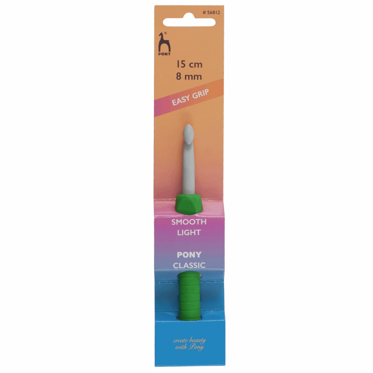 PONY Plastic Easy Grip Crochet Hook with Flat Finger - 15cm x 8mm