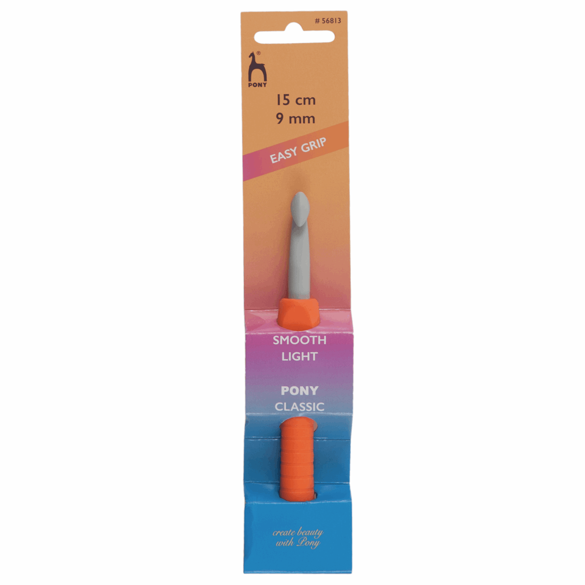 PONY Plastic Easy Grip Crochet Hook with Flat Finger - 15cm x 9mm