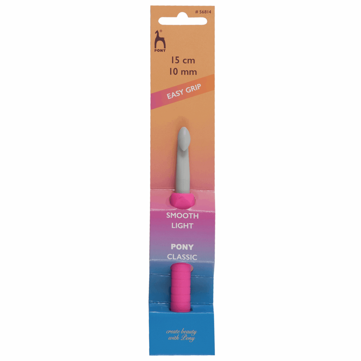 PONY Plastic Easy Grip Crochet Hook with Flat Finger - 15cm x 10mm