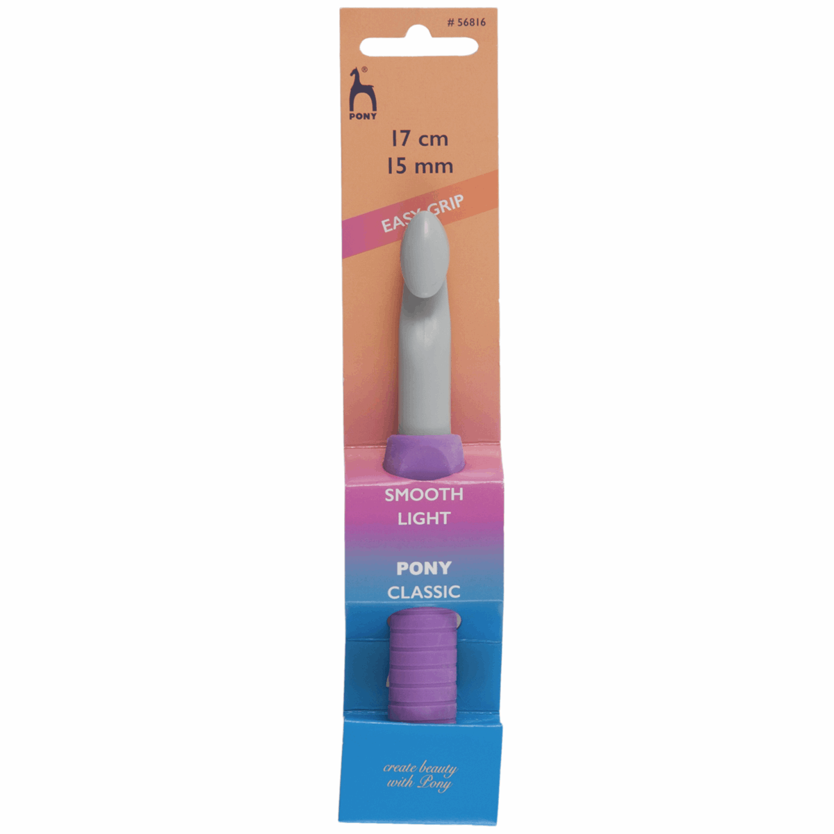 PONY Plastic Easy Grip Crochet Hook with Flat Finger - 17cm x 15mm