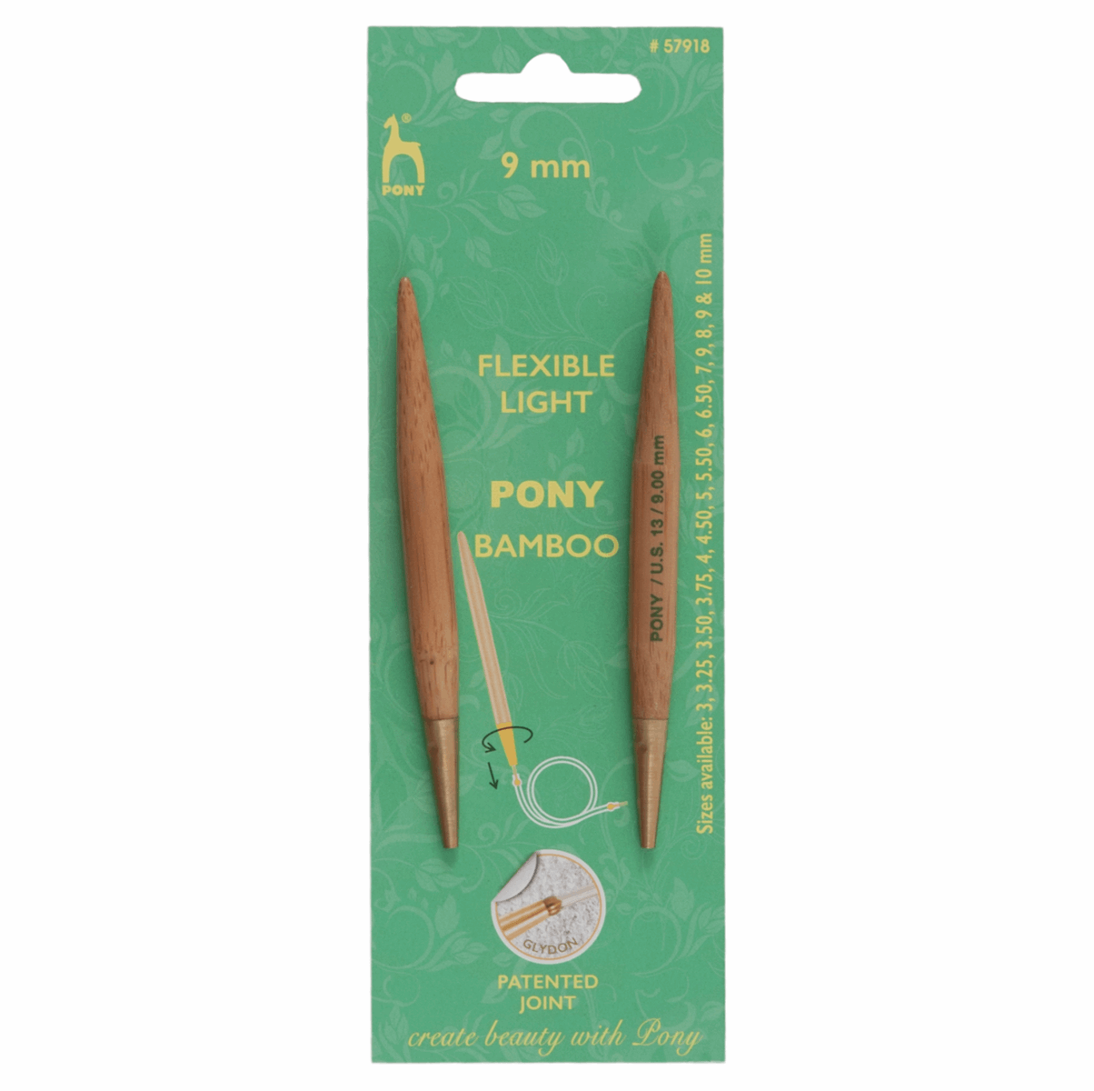 PONY 'Shanks' Interchangeable Bamboo Knitting Pins - 10.5cm x 9mm