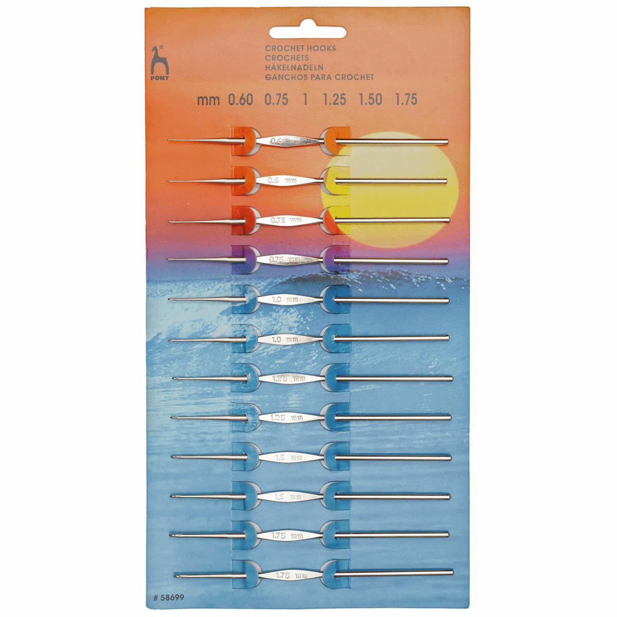 PONY Steel Crochet Hook Set - 12 x Assorted Sizes