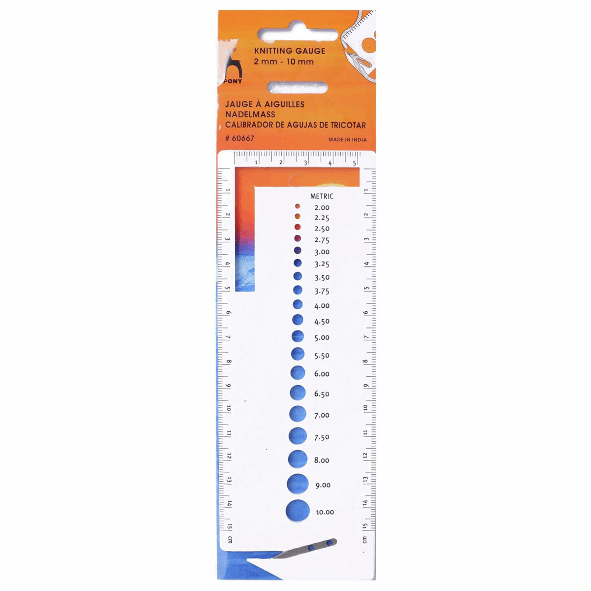 PONY Knitters Gauge 2mm-10mm