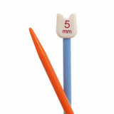 PONY Children's Coloured Plastic Single-Ended Knitting Pins - 18cm x 5mm (Orange/Blue)