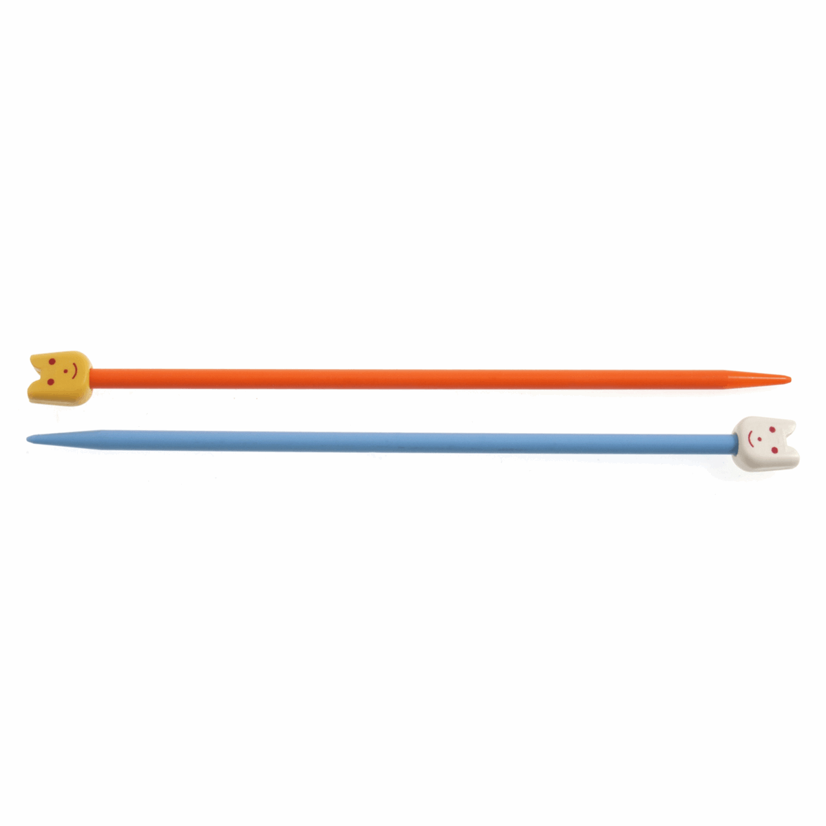 PONY Children's Coloured Plastic Single-Ended Knitting Pins - 18cm x 5mm (Orange/Blue)