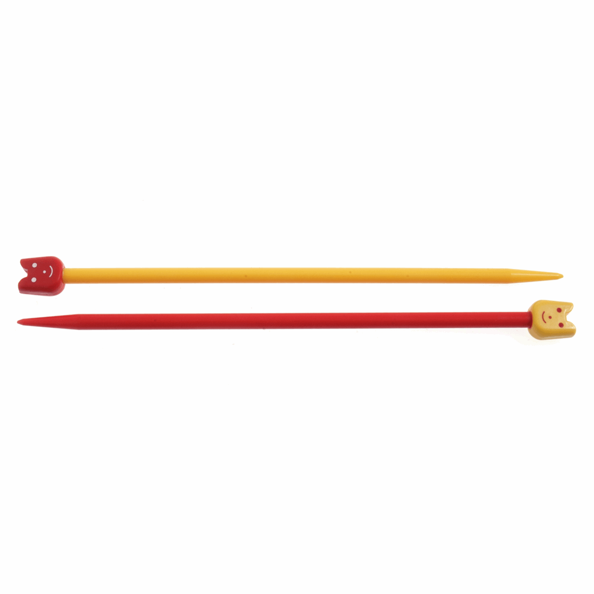 PONY Children's Coloured Plastic Single-Ended Knitting Pins - 18cm x 5.50mm (Red/Yellow)